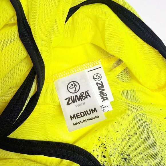 Zumba NWT! Lunar Asymmetrical Tank Top in Lemon Yellow Size Medium - Picture 5 of 7